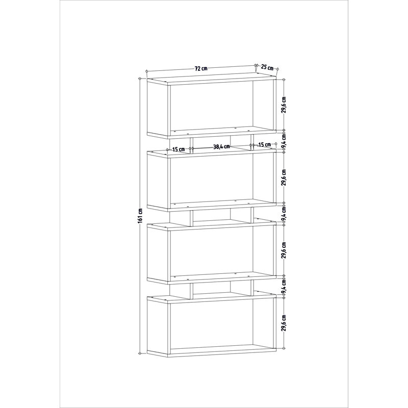 Bibliothèque géométrique H 63,4 "x l 28,35" Barzykin, Blanc