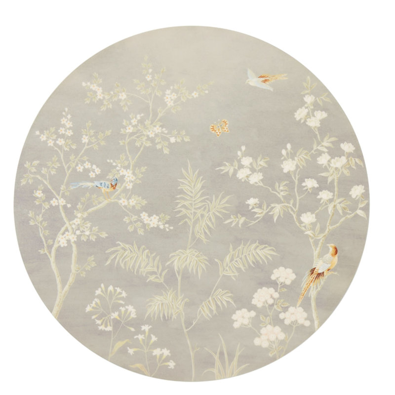 Chinoiserie Round Placemat Set, Gray
