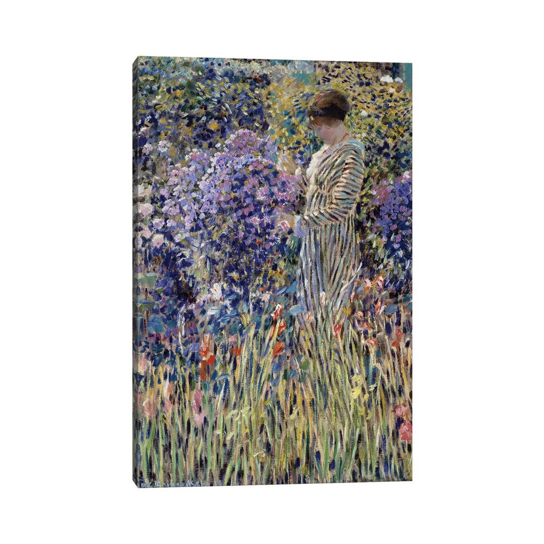 Woman In Garden by Frederick Carl Frieseke - Wrapped Canvas Painting
