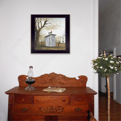 Trendy Decor 4U "Morning Commute (Outhouse)" Framed Wall Art, Modern Home Decor Framed Print for Living Room, Bedroom & Farmhouse Wall Decoration by B