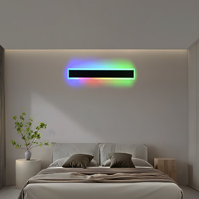 Modern Outdoor Light Fixture, Modern RGB Outdoor Wall Light 10%-100% Dimmable Long Outdoor Porch Lights Featuring Multiple Modes For Patio Entryway