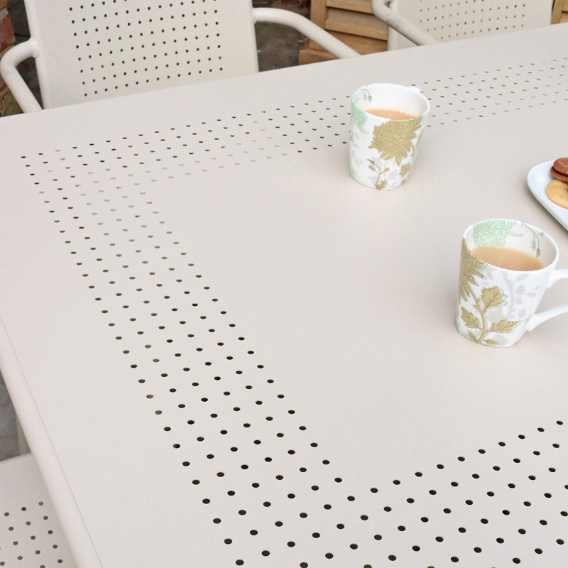 PORTO 6 seater Rectangular dining set - 160x90cm Table Plus 6 Stacking chairs, Beige