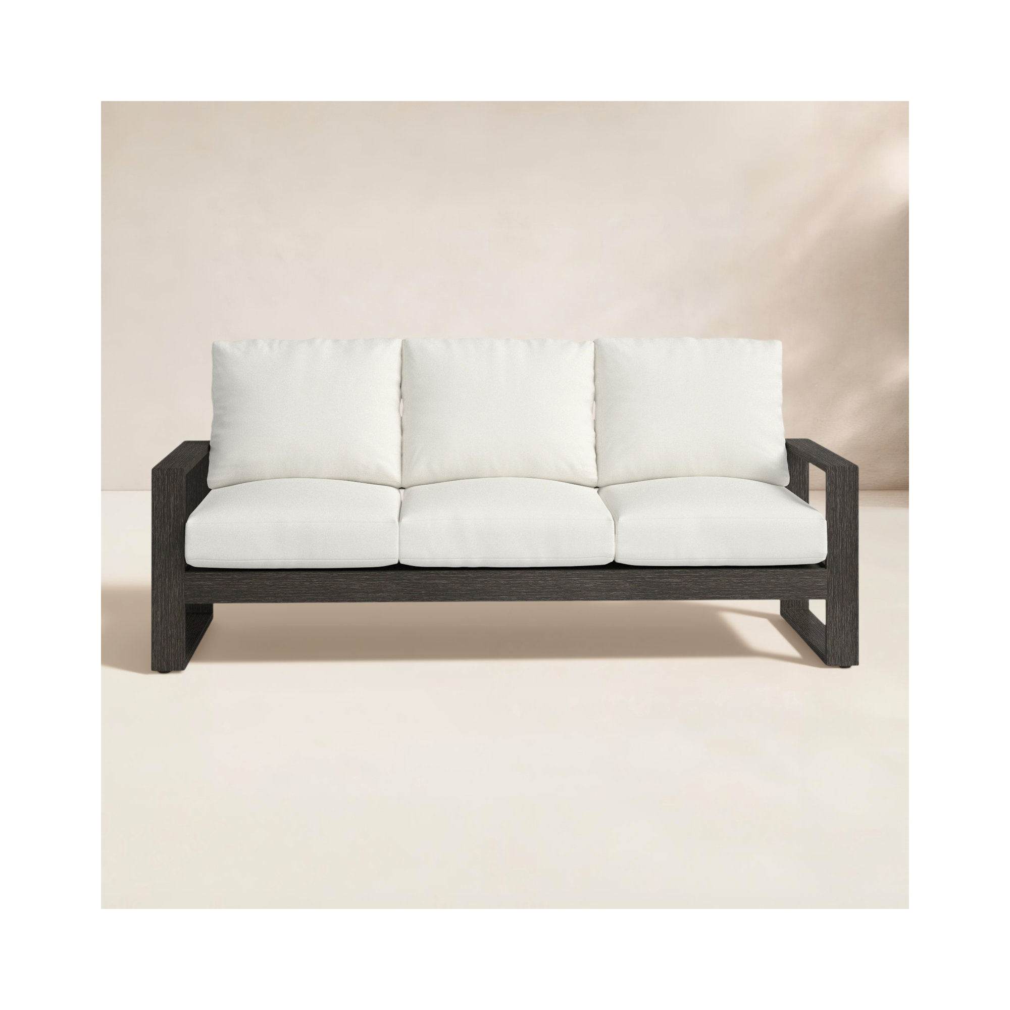 Toyea 87.4" Wide Outdoor Patio Sofa with Sunbrella Cushions, Cast Oasis, 30” H x 79” W x 29.5” L
