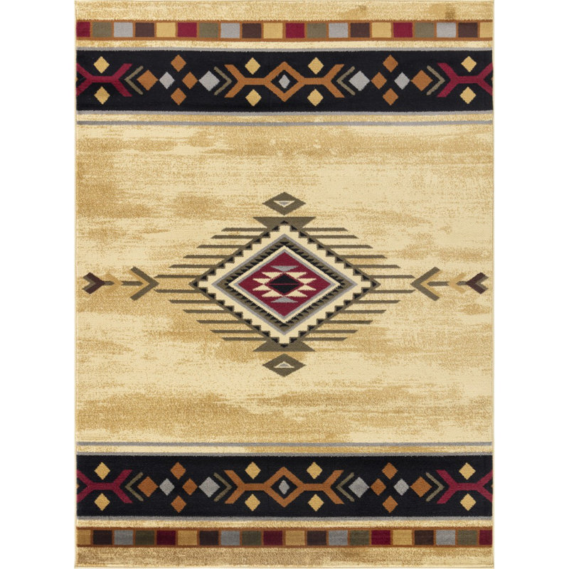 Tribes GC_YLS4003 Cream 2 Ft. X 3 Ft. Southwest Area Rug, Rectangle 2' x 3'