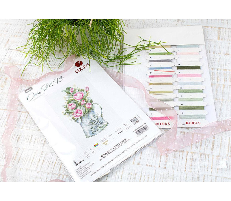 Trousse de broderie au point de croix « Bouquet de roses » de Luca-S B7006L