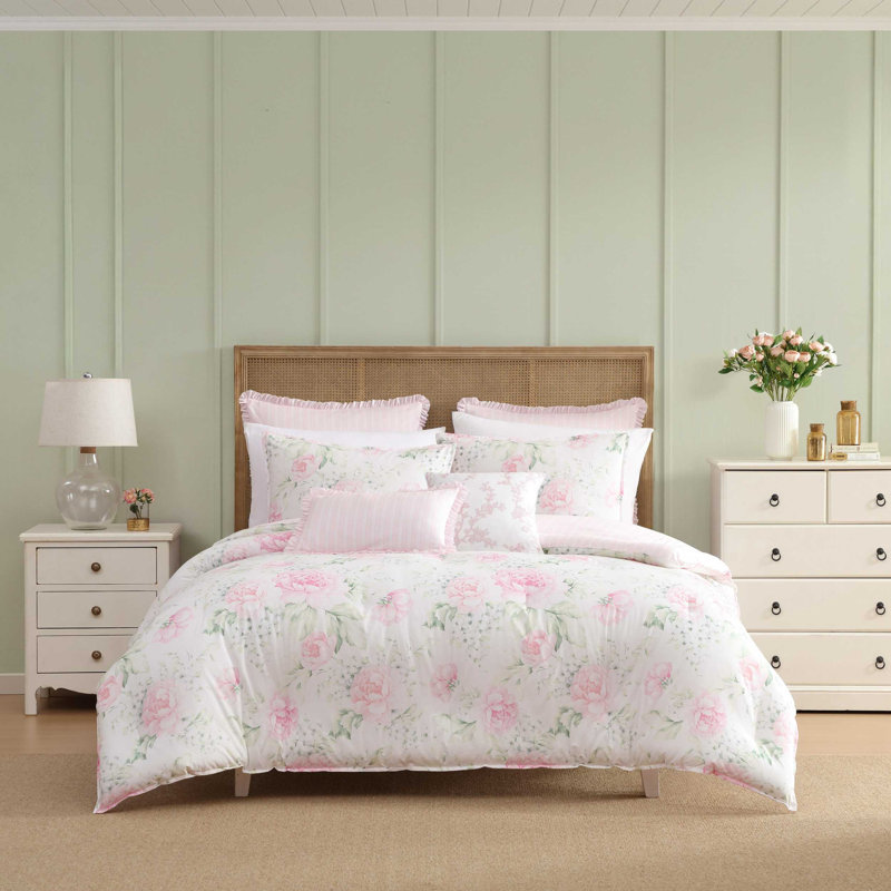 Ensemble d'édredon en coton Laura Ashley Serenity Roses Laura, Grand édredon et 6 pièces supplémentaires