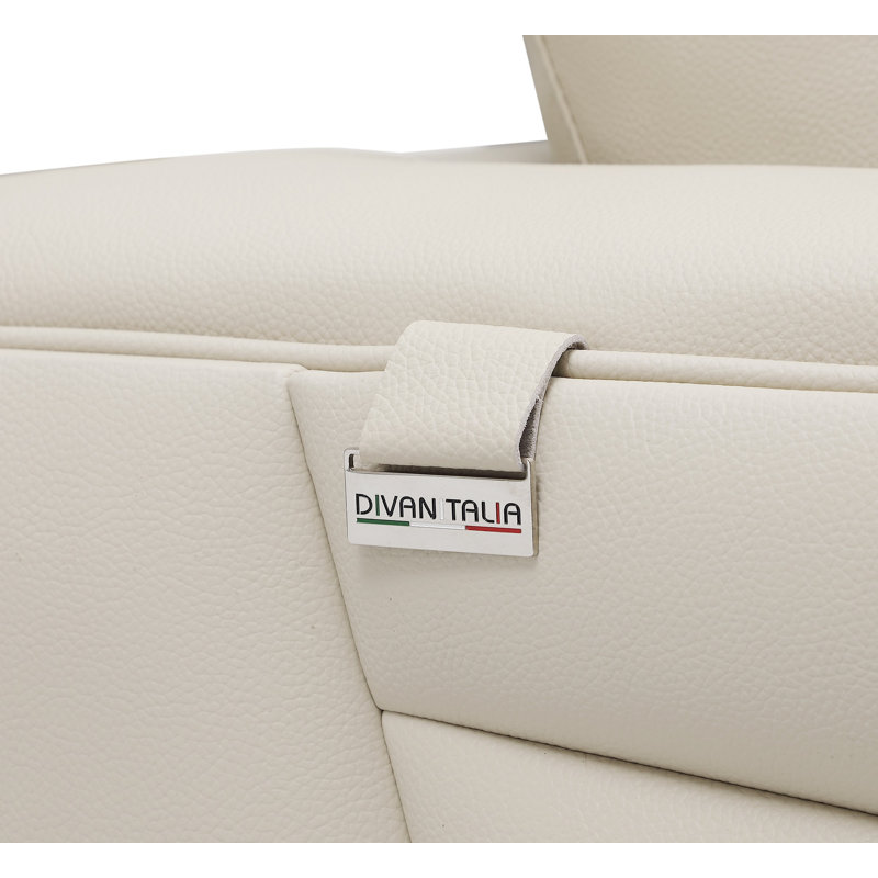 Palombo Genuine Top Grain Italian Leather Sectional, Beige, Left Hand Facing