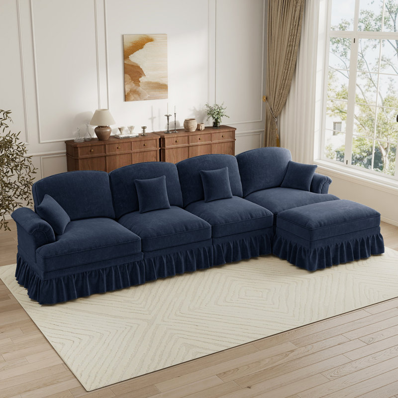  Sectionals Sofa, Living Room Set, L Shape Sofa, For Living Room, Blue Chenille