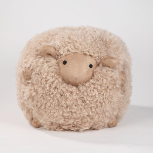 Studio 16, Toronto - Mongolian Wool Sheep Ball 13.75 in. Round Decorative Pillow - Soft, Plush Accent Cushion in 3 Colors: Sand
