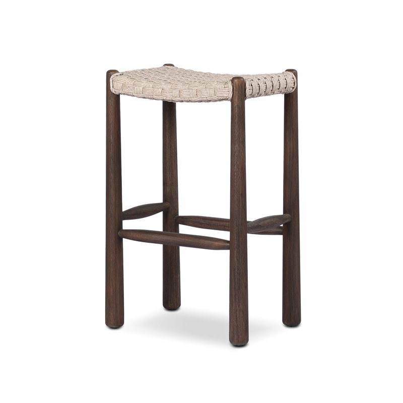 Savio Outdoor Stool-Dark Textured Woven-Counter, Beige, 30"