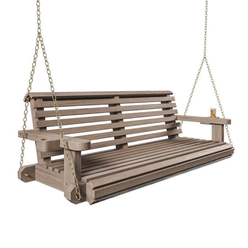 Balancelle de véranda robuste avec chaînes Amish 800 lb, Brun, 56"