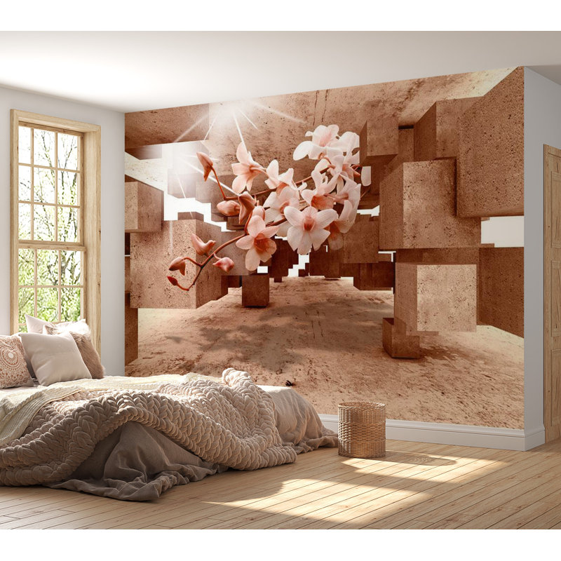 Murale Curiosités de la nature Drevonn, L 82 po x l 115 po, Blanc / beige