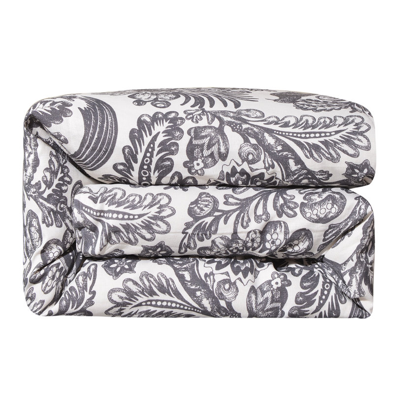 Augusta Toile Black and White Classic French Toile Botanical Print Comforter Set, Queen Comforter + 2 Standard Shams