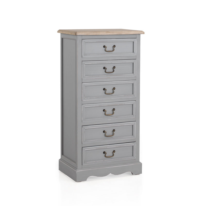 Alison Solid Wood 56cm W 6 - Drawer Chest of Drawers