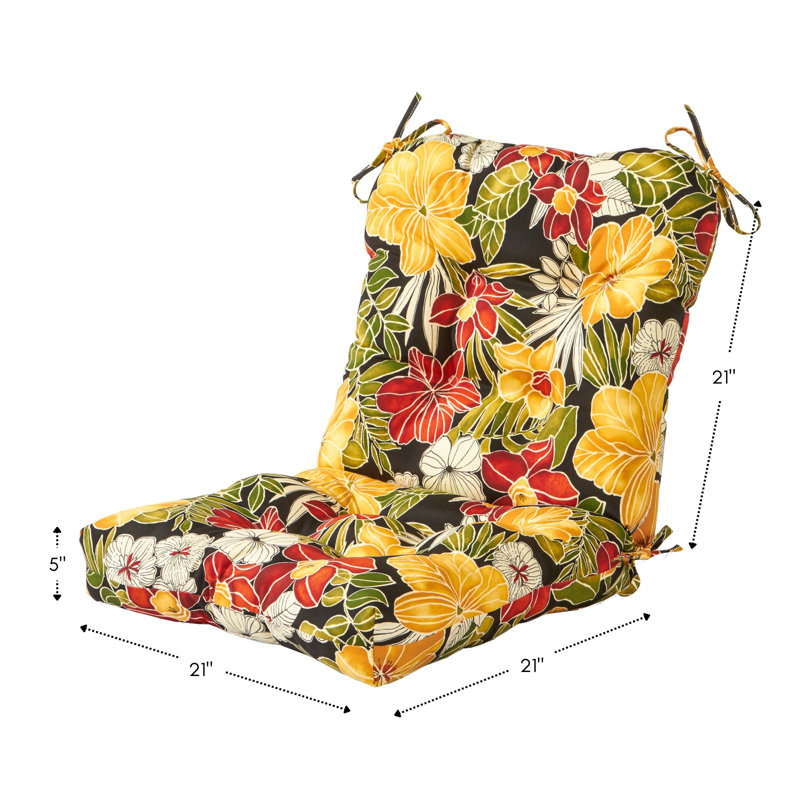 Coussin de chaise d'extérieur Lester, Noir Aloha, 1, H 21 po x l 21 po x P 21 po