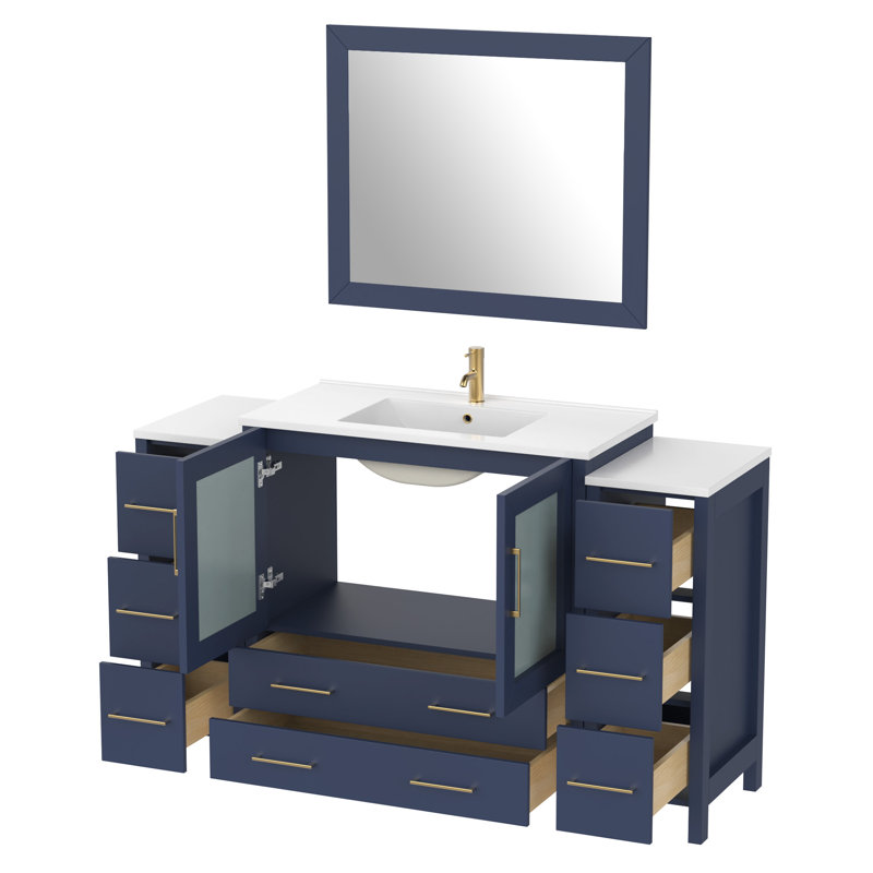  Ensemble de meuble-lavabo simple 60 "avec miroir 60", clair