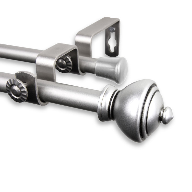 Tringle à rideaux double Plewak, 28 po - L 48 po, Nickel satiné