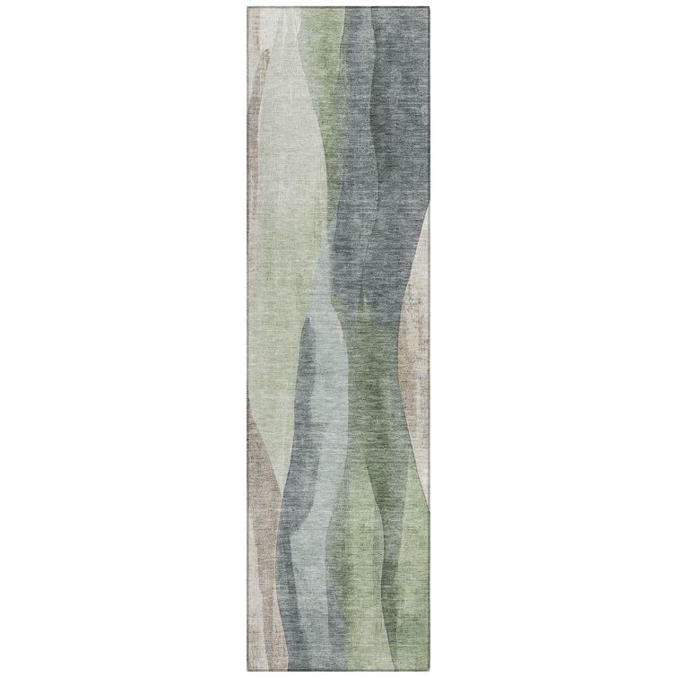Machine Washable Indoor/Outdoor Xhevrie Fern Rug