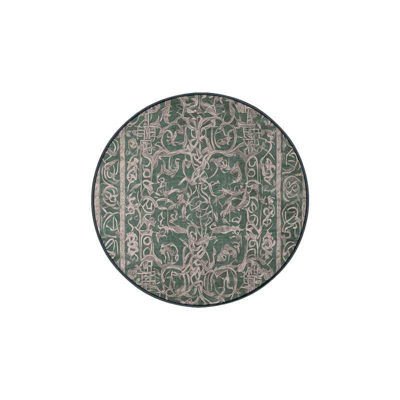 Tapis gris lavable à la machine, Rond 3 pi
