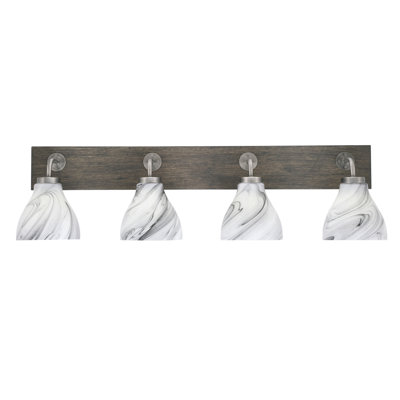 Barre d'éclairage de salle de bain 4 lumières Oxbridge avec verre tourbillon onyx 6,25 po