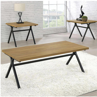 Golden oak and metal gray 3-piece leisure furniture set