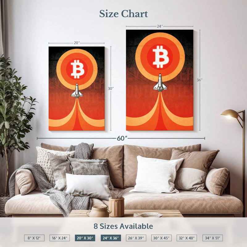 Oberle Bitcoin To The Moon, 36" H x 24" W