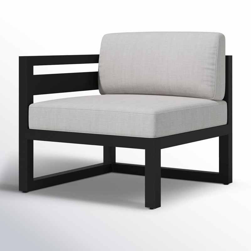 Avion Patio Chair with Sunbrella Cushions, Cast Silver Sunbrella®, Black