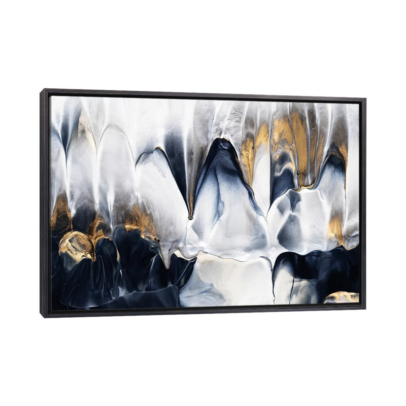 «Abstract Flow II» par Elisabeth Fredriksson - reproduction imprimée, Cadre noir vieilli, H 40 po x l 60 po x 1,5 po