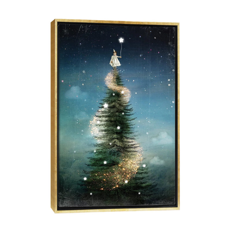«Royal Sapin» par Catrin Welz-Stein - impression d'art graphique, H 40 po x l 26 po x P 1,5 po, Toile encadrée d'or