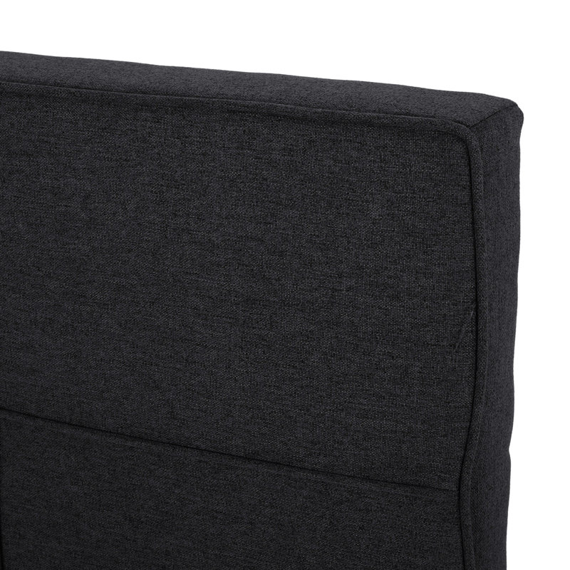 King Bed Headboard With Contemporary Fabric And Height Adjustment Sized Waffle Stitch Black Appearance, Black