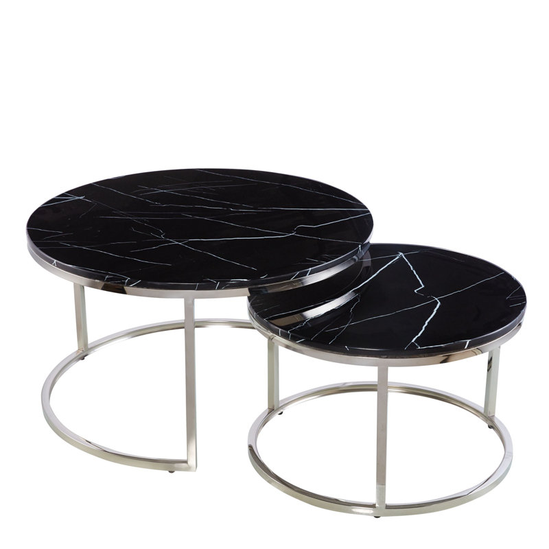 Carlianna Frame Coffee Table, Black, Silver
