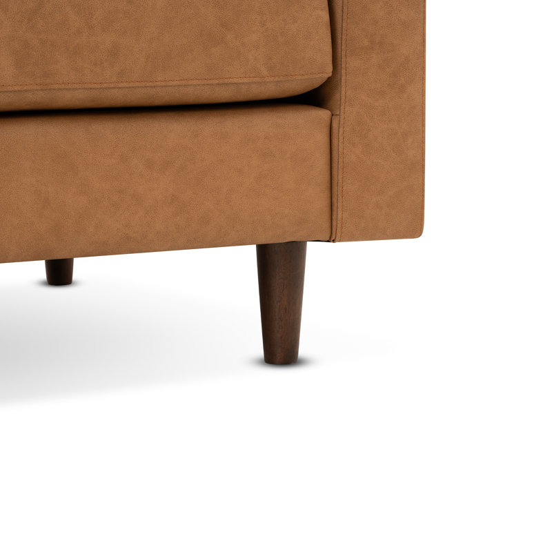 Fessler 83" Modern Genuine Leather Sofa with Square Arms