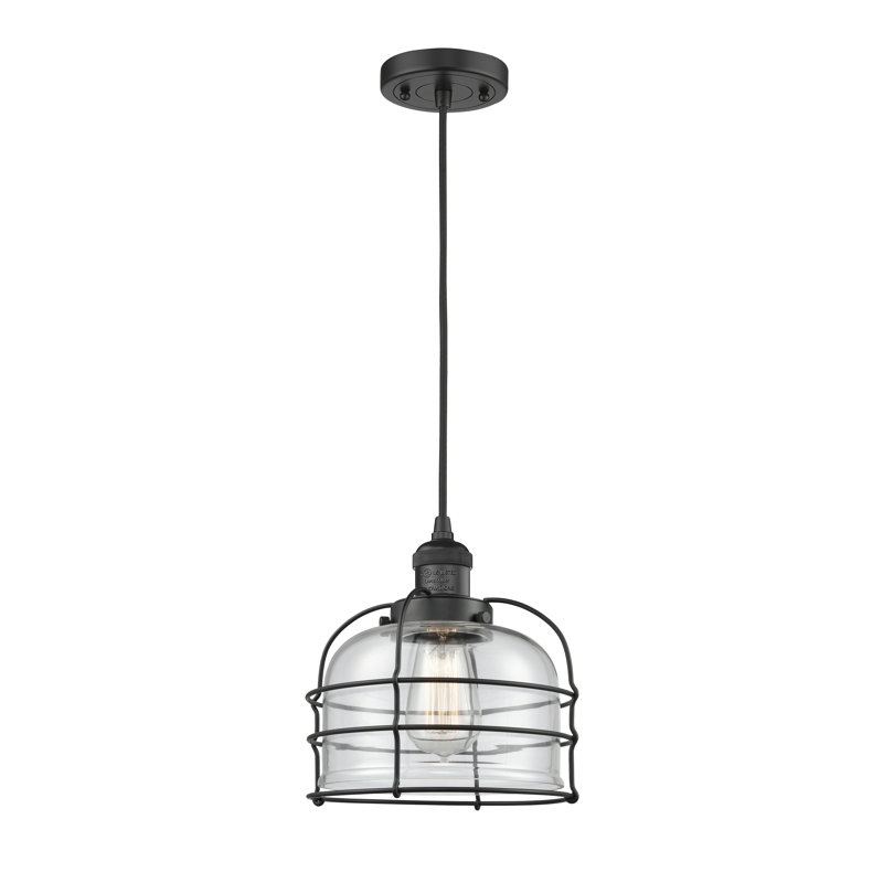 Hanrahan 1 - Light Single Pendant, No Bulb Included, Clear, Matte Black