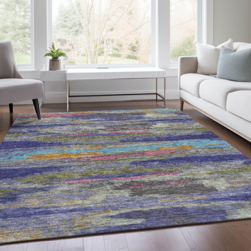 Premium Machine Washable Prisco Lavender Rug, Rectangle 8' x 10'