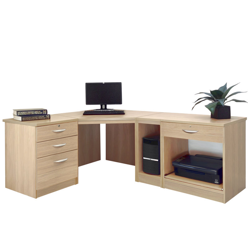 Brie Modular L-Shaped Computer Desk, Sandstone