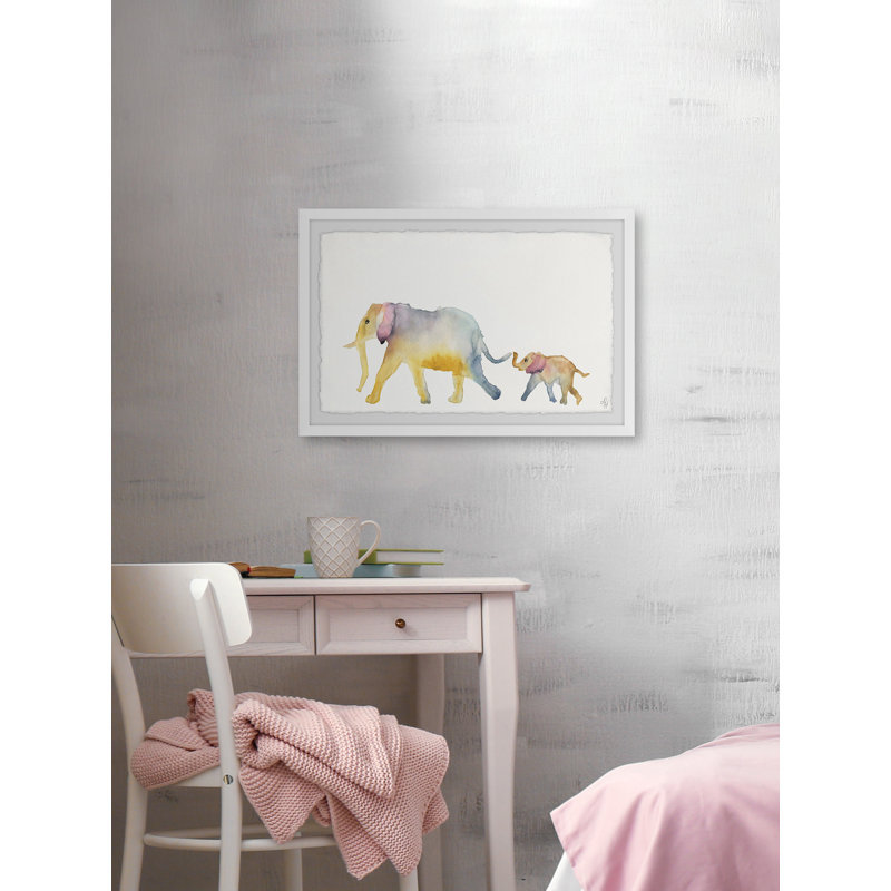 «Chad Mom and Baby Elephant», reproduction encadrée, H 30 po x l 45 po x P 1,5 po