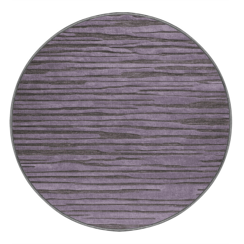 Machine Washable Abstract Pink Area Rug, Round 5'