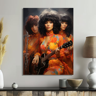 «Three Groovy Retro Singers With Guitare», reproduction d'art mural