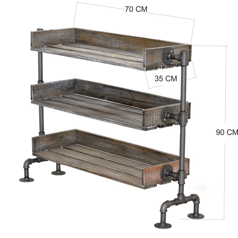 Lakeville 3 Piece Solid Wood Industrial Pipe Shelves