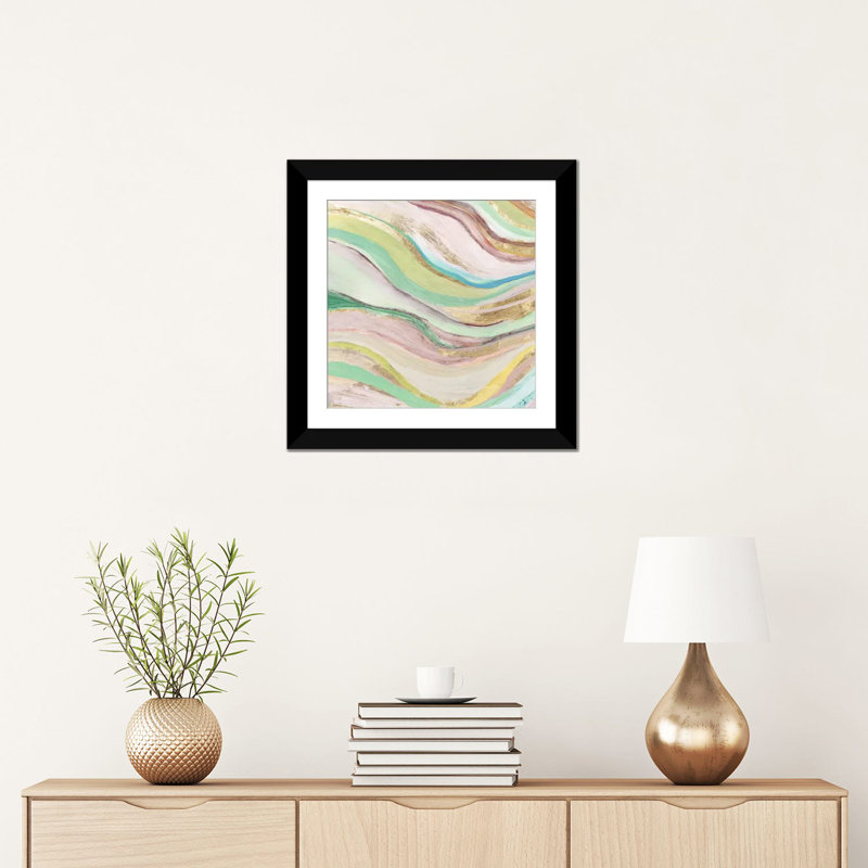 « pastels vagues i », impression sur toile, Papier d'art encadré noir, H 16 po x l 16 po x P 1 po