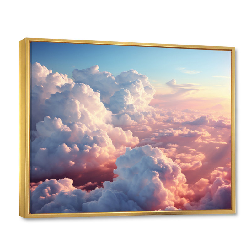 «Sky Clouds», impression sur toile, paysage naturel bleu - nuages, ciel, H 30 po x l 40 po x P 1,5 po, Cadre photo blanc