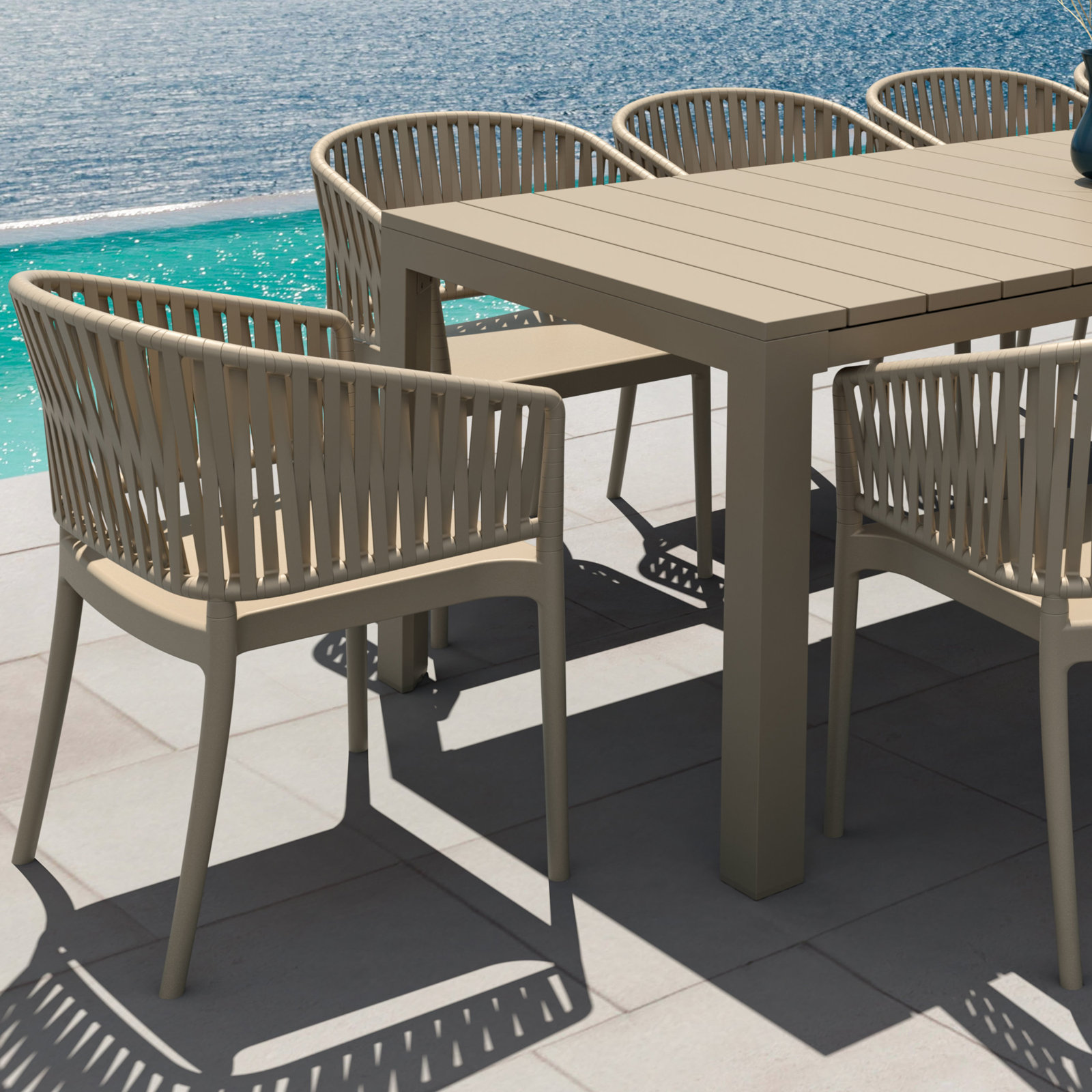 Newport Outdoor Stacking Dining Armchair, Taupe