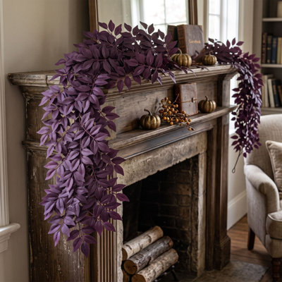 Décorations de Noël Vignes de saules artificielles bourgogne Décorations d'Halloween Rayonne de lierre Tiges flexibles pour décorations de foyer intérieures et extérieures Jour de l'Action de grâce