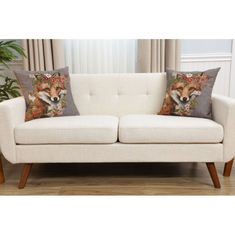 Forest Fox Cushion Covers, Brown/Gray/White Fox 2
