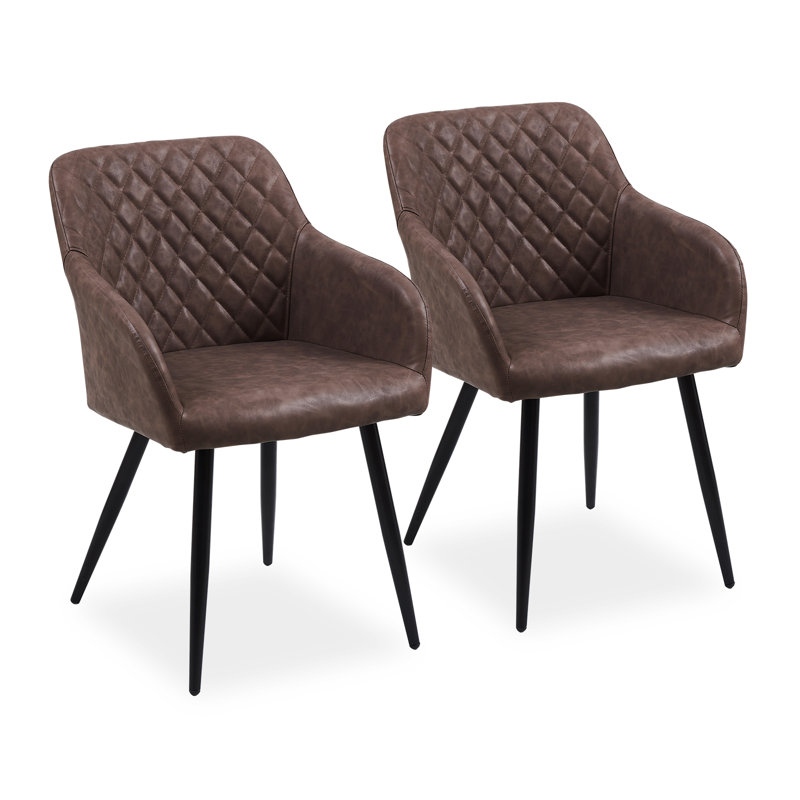 49cm H Upholstered Metal Armchair, Brown