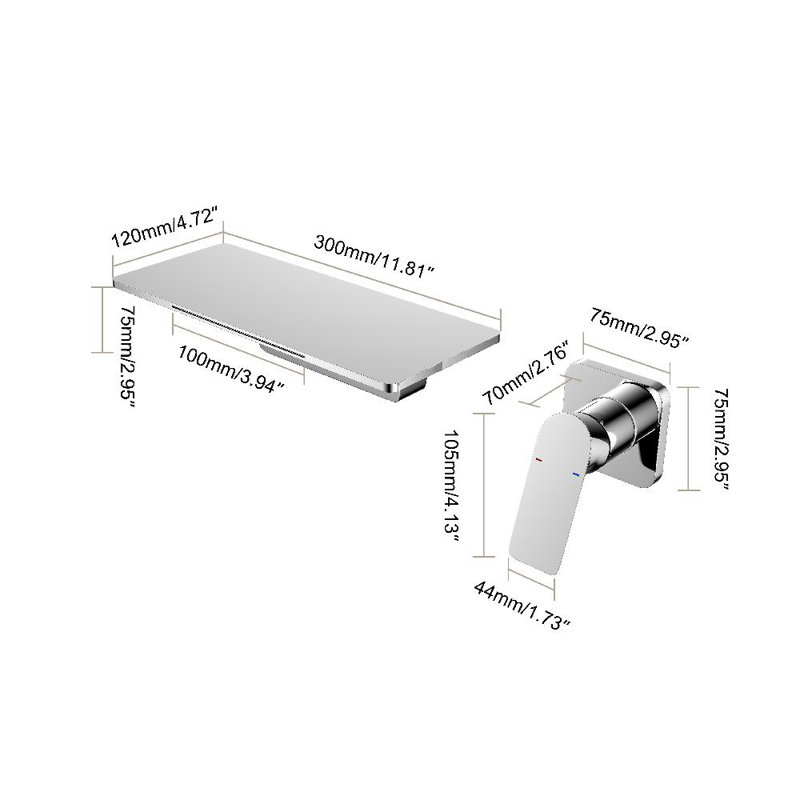 Robinet de lavabo mural Waterfall, Chrome