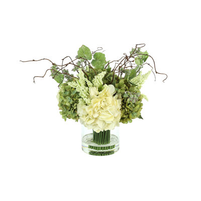Polysilk Hydrangea Arrangement in Vase