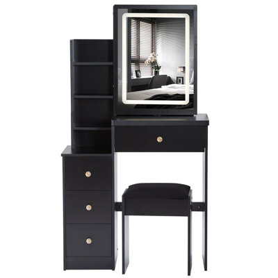 Ray Cabinet Vanity Table with Padded Stool
