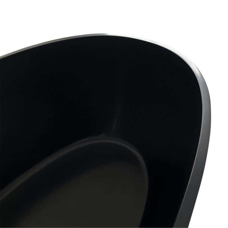 55" Premium Solid Surface Deep Soaking Bathtub, Matte Black