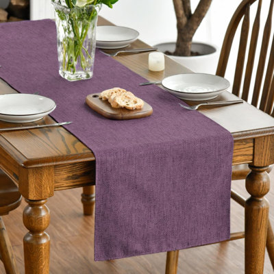 Purple Table Runner 40x180 cm | Seasonal Spring Machine Washable Kitchen Dining Table Decoration for Home Party Decor